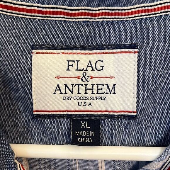 Flag & Anthem Dry Goods Supply Blue Striped Button Down Shirt XL - Picture 3 of 4